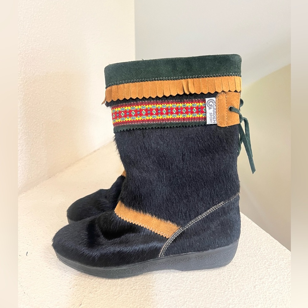 VNTG Garden Sport women Black Short Fur boho‎ ski winter outdoor Boots 8 apres